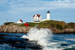Wave Breaks By Cape Neddick (Nubble) Light in Maine